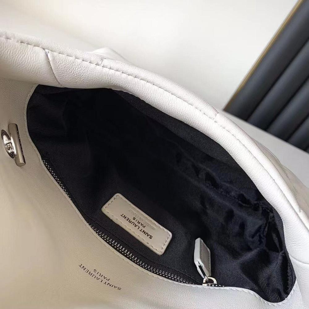 Modern Elegant Silver Quilted Lambskin Top Handle Bag