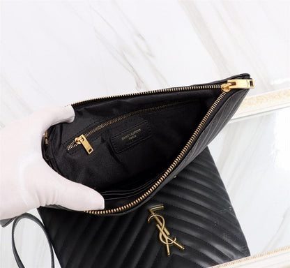 Classic Refined Embroidered Calfskin Top Handle Bag