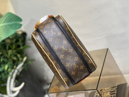 Italian-Inspired Stylish Orange Embroidered Leather Top Handle Bag