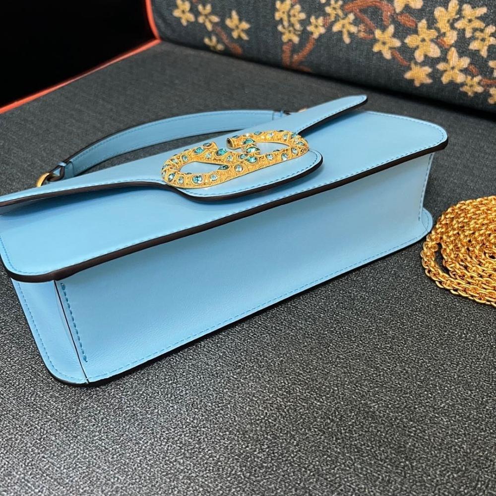 VLogo Signature Crystal-Embellished Calfskin Shoulder Bag