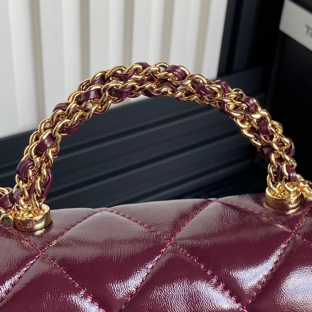 Elegant Lambskin Top Handle Bag