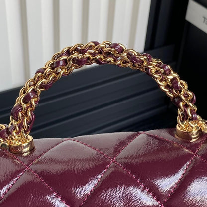 Elegant Lambskin Top Handle Bag
