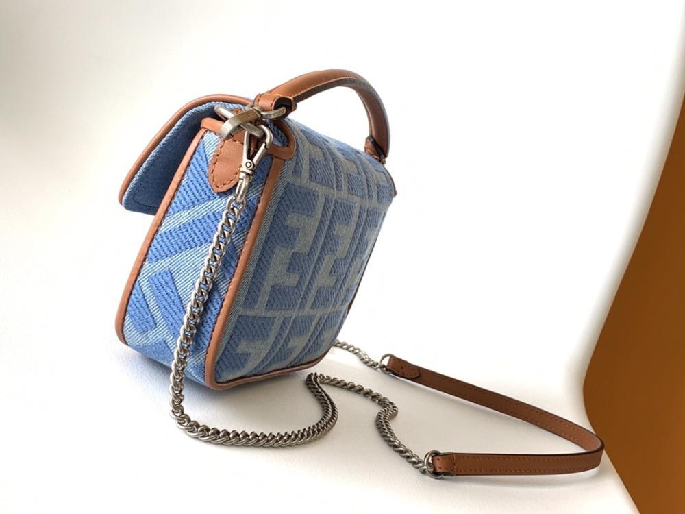 Embroidered Denim Top Handle Bag