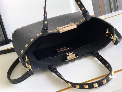 Italian-Inspired Luxury Studded Calfskin Shoulder Bag