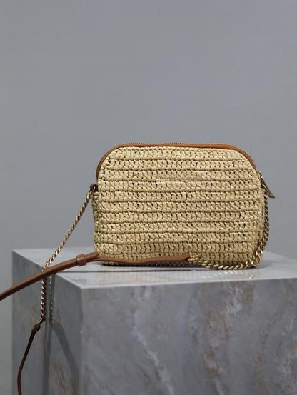 Modern Elegant Woven Leather Top Handle Bag