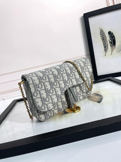 Saddle Grey Printed Shoulder Bag