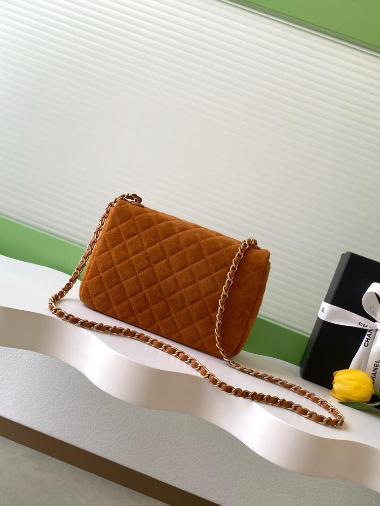 Classic Gold Suede Shoulder Bag