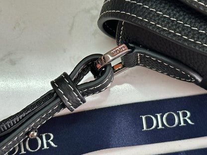 Saddle Black Printed Calfskin Crossbody Bag