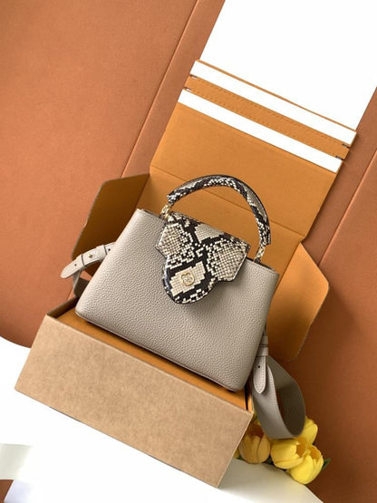 Gold Leather Top Handle Bag