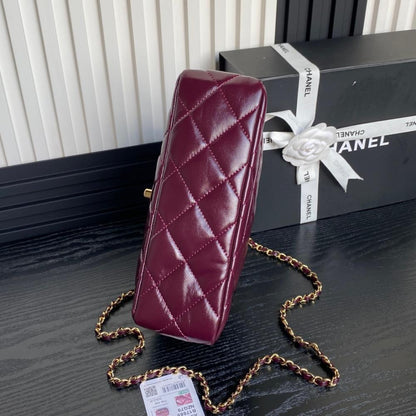 Elegant Lambskin Top Handle Bag