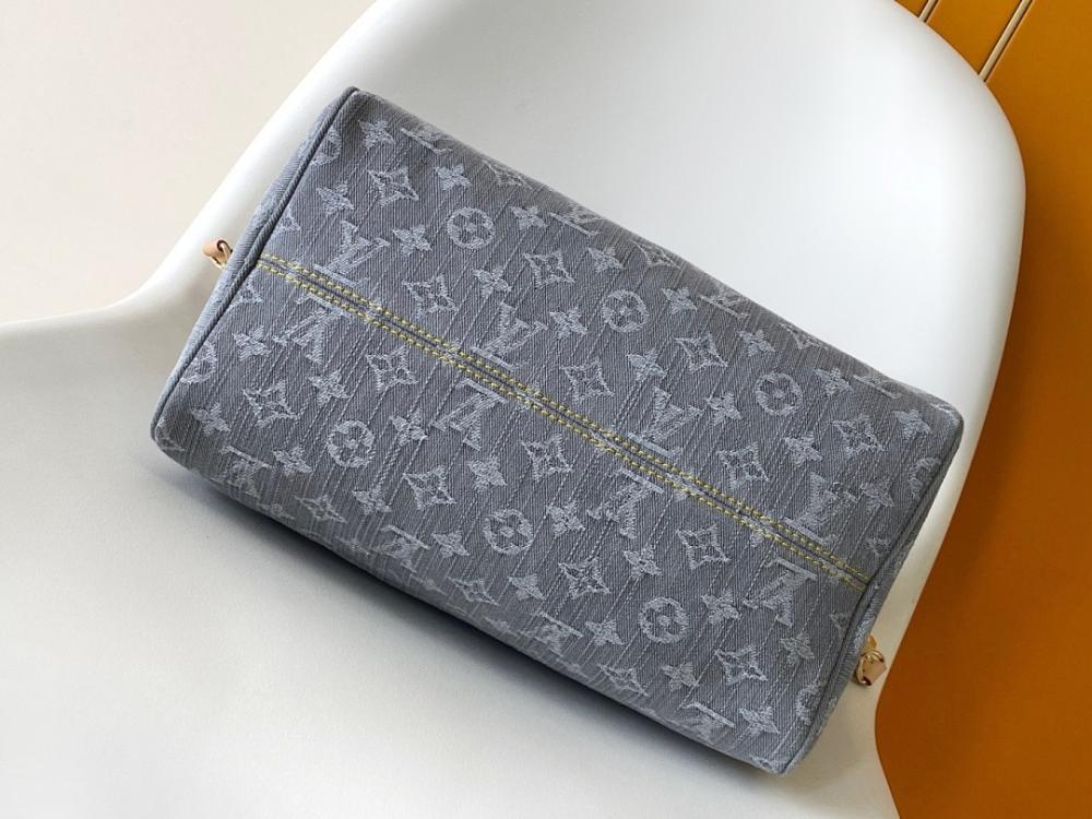 Modern Italian-Inspired Monogram Denim Shoulder Bag