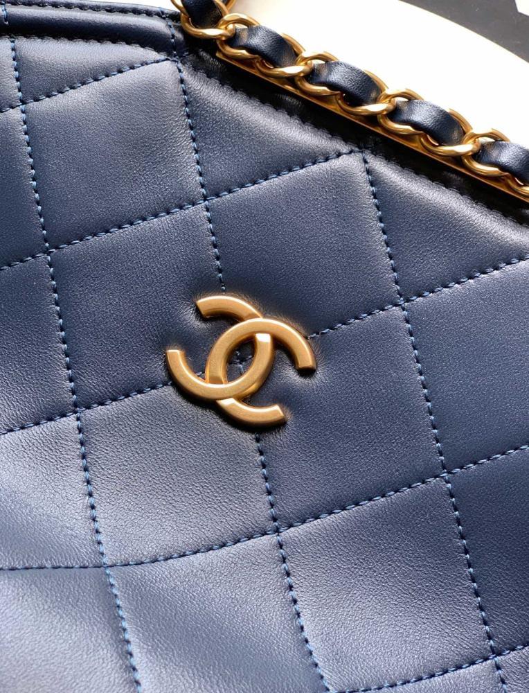 Gold Leather Top Handle Bag