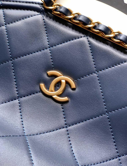 Gold Leather Top Handle Bag