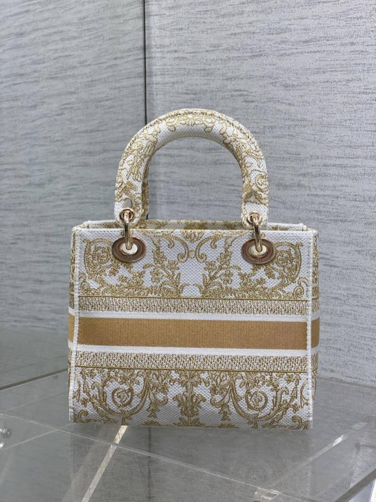 Gold Embroidered Top Handle Bag