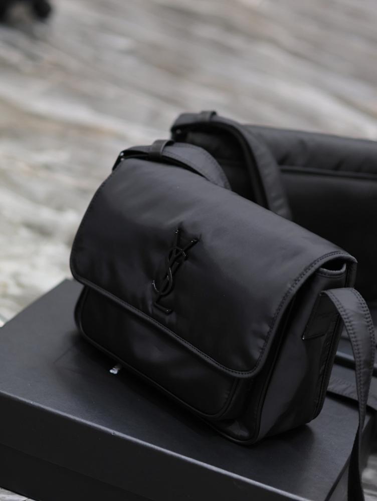 Classic Refined Black Nylon Crossbody Bag