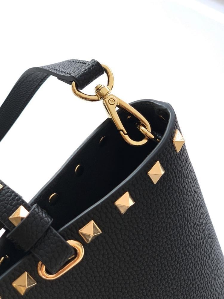 Italian-Inspired Luxury Studded Calfskin Shoulder Bag