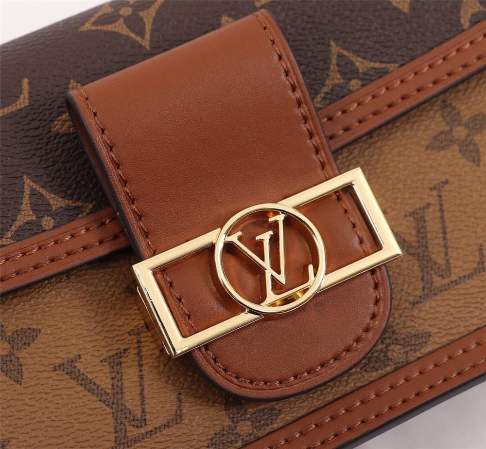 Dauphine Gold Monogram Shoulder Bag