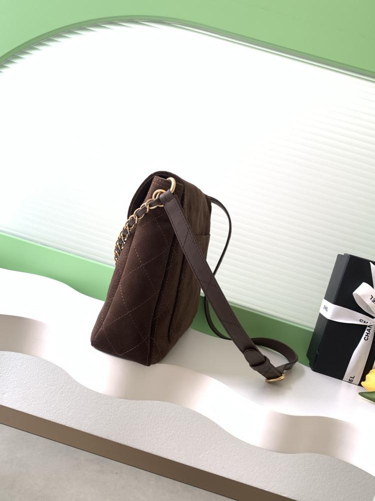 Gold Suede Shoulder Bag