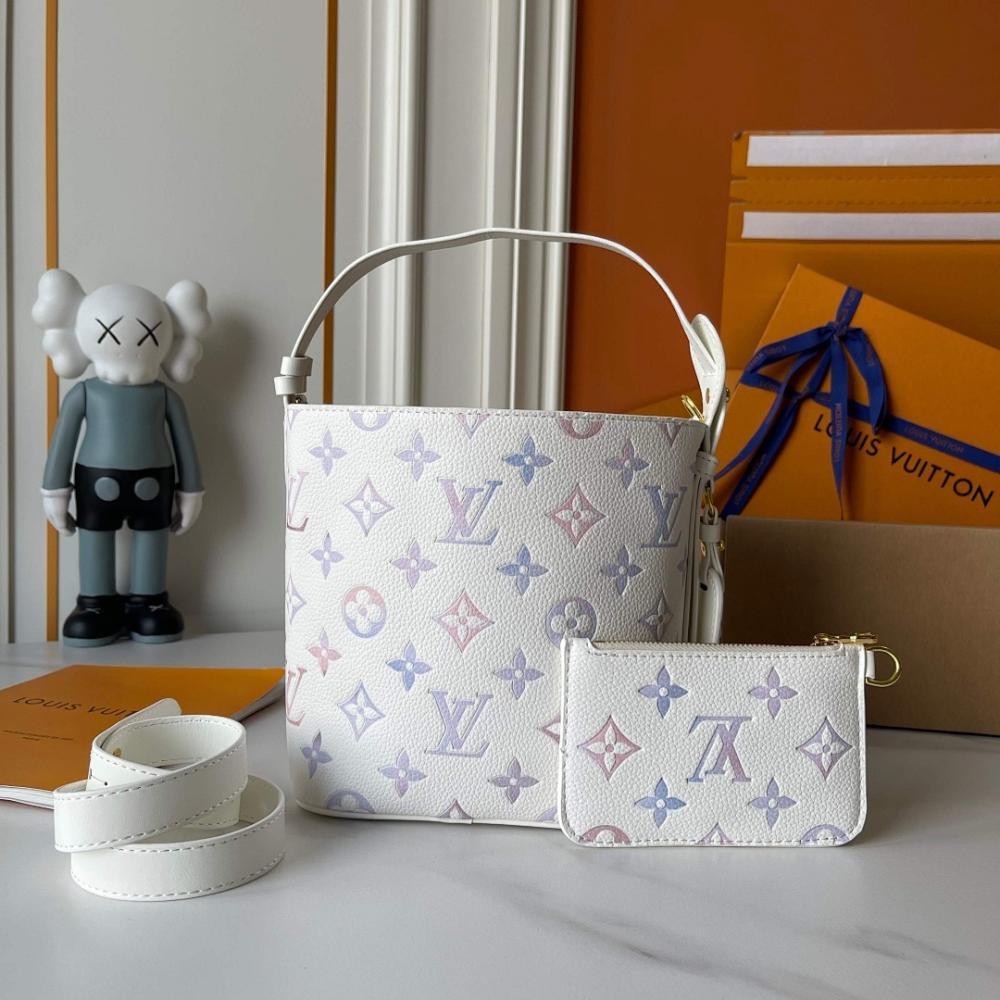 Stylish Refined Monogram Leather Bucket Bag