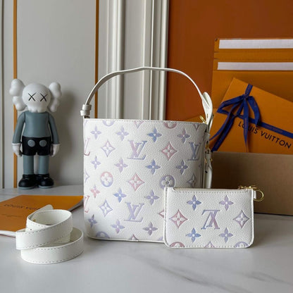 Stylish Refined Monogram Leather Bucket Bag