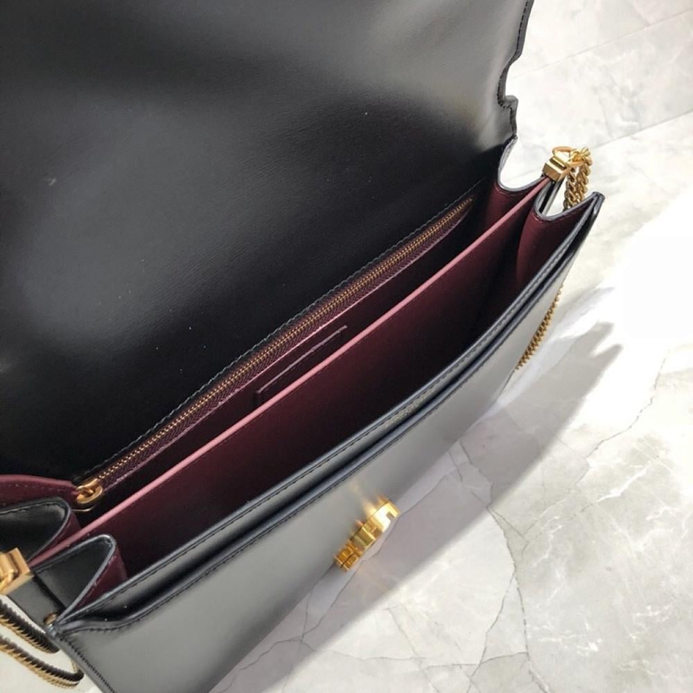 Modern Elegant Black Calfskin Top Handle Bag