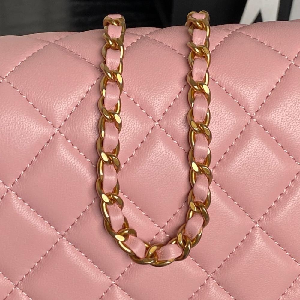 Gold Leather Top Handle Bag