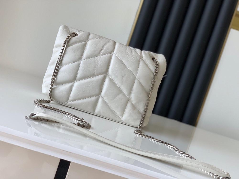 Modern Elegant Silver Quilted Lambskin Top Handle Bag