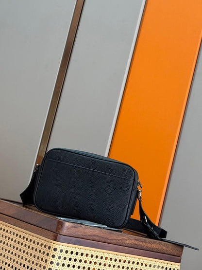 Luxury Refined Black Leather Top Handle Bag