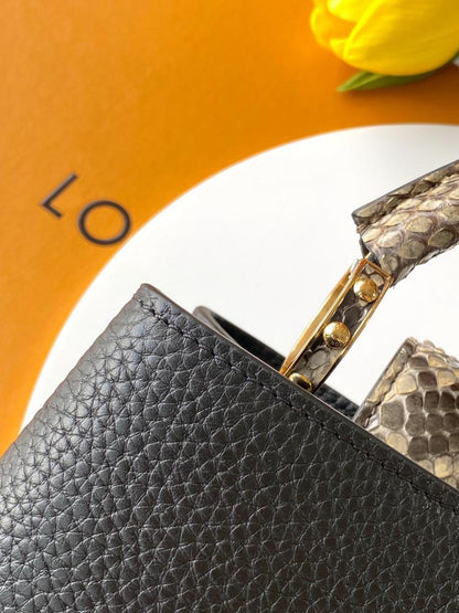 Gold Leather Top Handle Bag