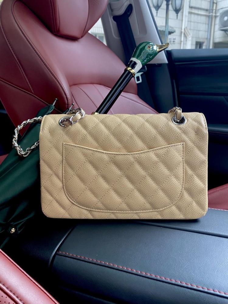 Gold Leather Top Handle Bag