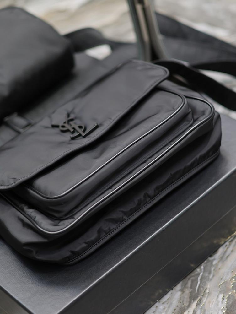 Classic Refined Black Nylon Crossbody Bag