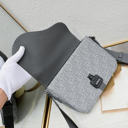 Saddle Black Printed Calfskin Shoulder Bag