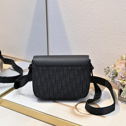 Modern Stylish Black Calfskin Shoulder Bag