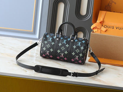 Modern Italian-Inspired Monogram Leather Shoulder Bag