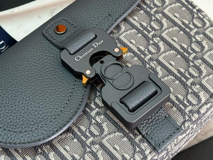 Saddle Grey Calfskin Crossbody Bag