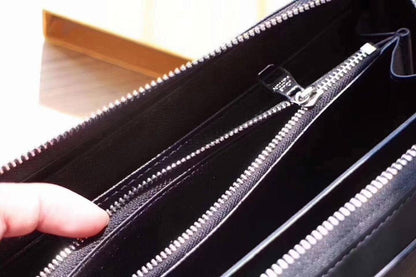 Classic Elegant Black Monogram Leather Wallet