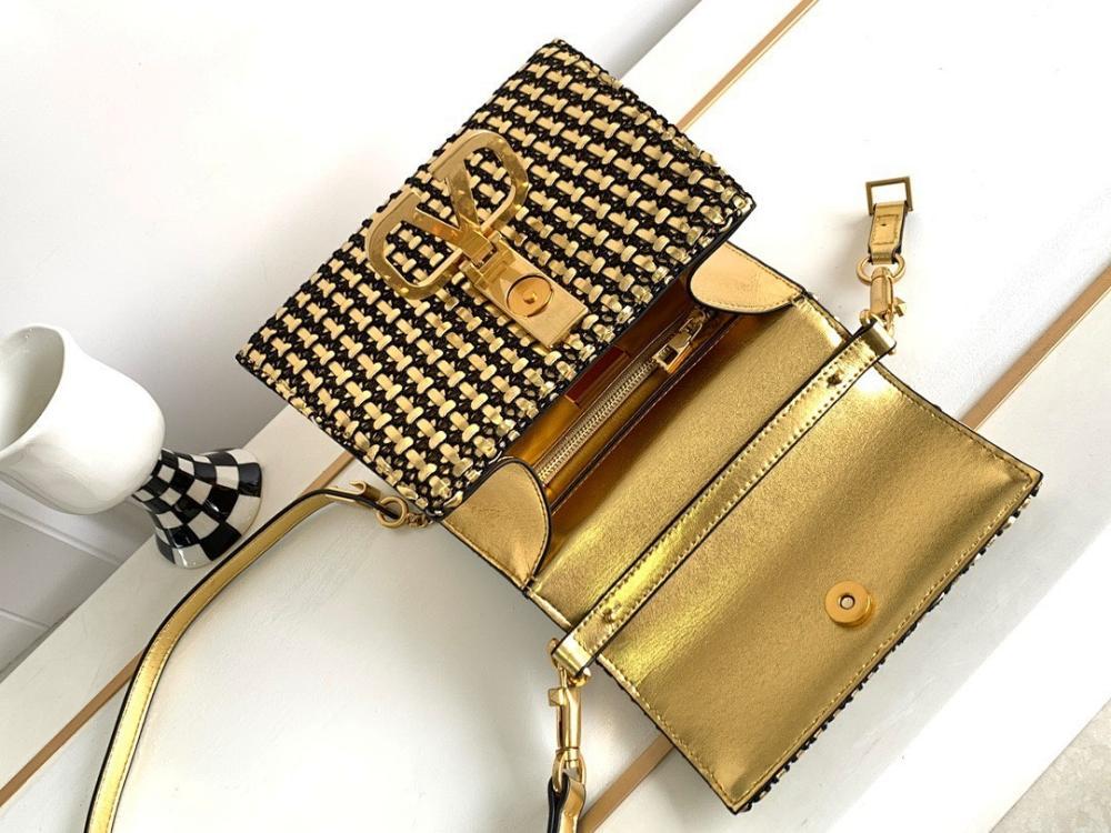 Modern Luxury Gold Woven Leather Shoulder Bag