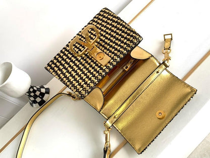 Modern Luxury Gold Woven Leather Shoulder Bag