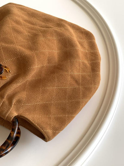 Suede Top Handle Bag