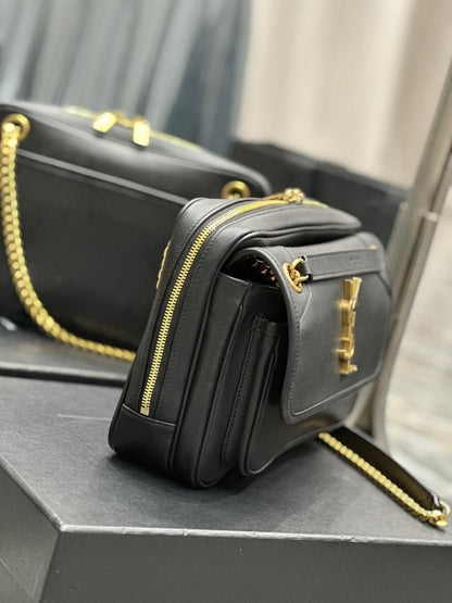 Modern Elegant Gold Calfskin Shoulder Bag