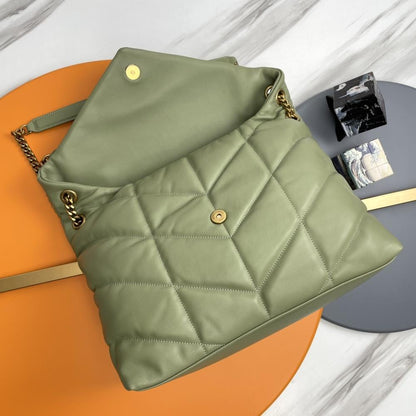 Alma Green Quilted Lambskin Shoulder Bag