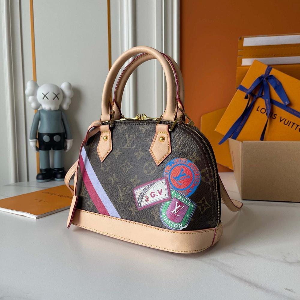 Alma Monogram Leather Shoulder Bag