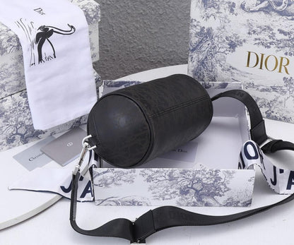 Elegant Refined Black Printed Leather Crossbody Bag