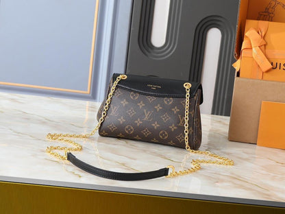 Modern Refined Gold Monogram Leather Shoulder Bag