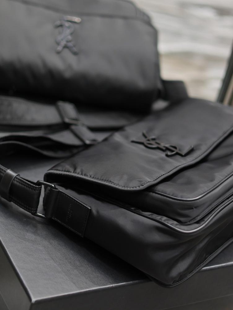 Classic Refined Black Nylon Crossbody Bag