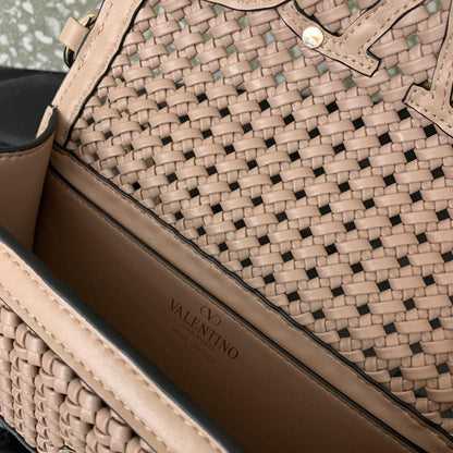 Woven Calfskin Top Handle Bag