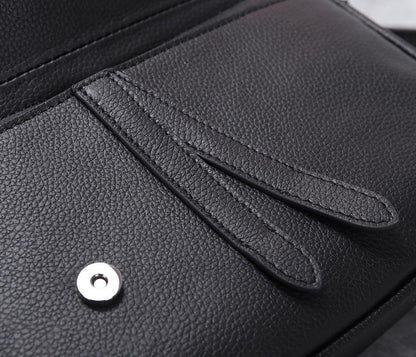 Stylish Refined Black Quilted Calfskin Crossbody Bag