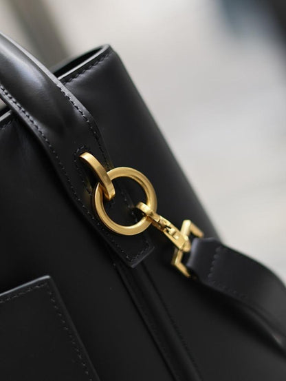 Italian-Inspired Luxury Calfskin Top Handle Bag