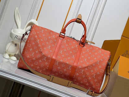 Keepall Monogram Leather Travel Bag