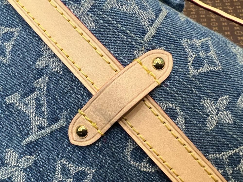 Italian-Inspired Stylish Blue Embroidered Denim Top Handle Bag